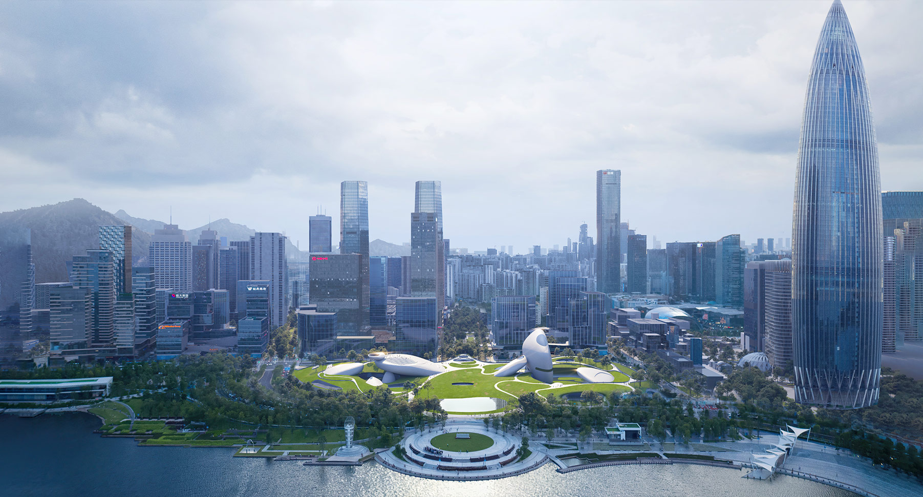 深圳湾文化广场鸟瞰外观