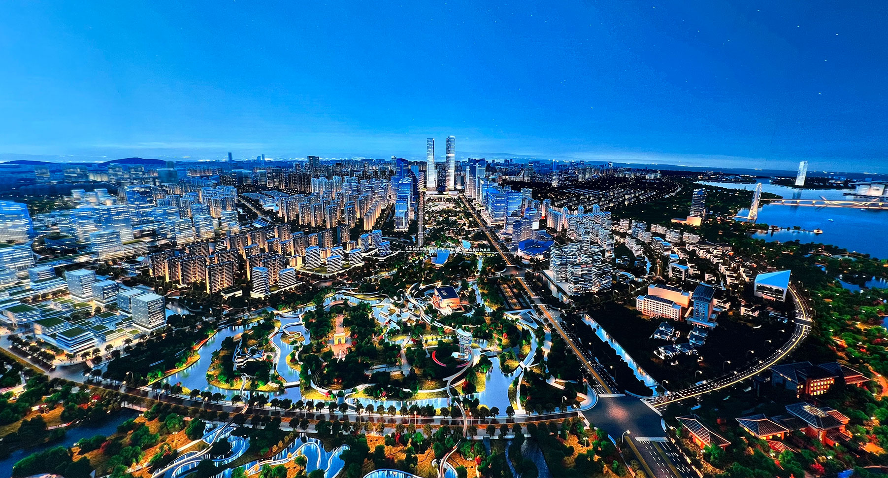 蠡湖未来城规划展示馆城市夜景鸟瞰